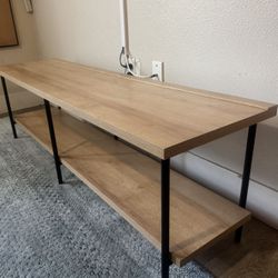 Contemporary Natural Wood And Metal Tv/Media Console