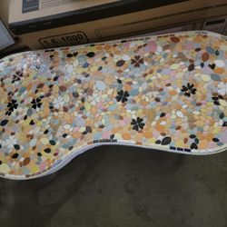Mid Century Modern MCM Mosaic Tile Kidney Coffee Table Rare 42"