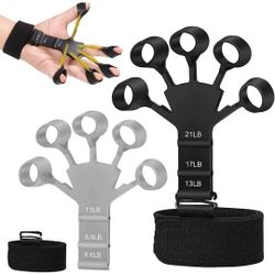 Upgraded Finger Strengthener, 2 PCS Grip Strength Trainer, 6 Resistant Level Forearm Strengthener, Gripster, Finger Exerciser and Hand Gripper Strengt