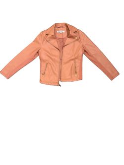 Kenneth Cole Faux Leather Moto Jacket Coral Pink - Medium