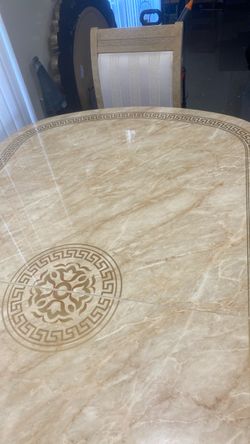 Table and chair with china cabinet