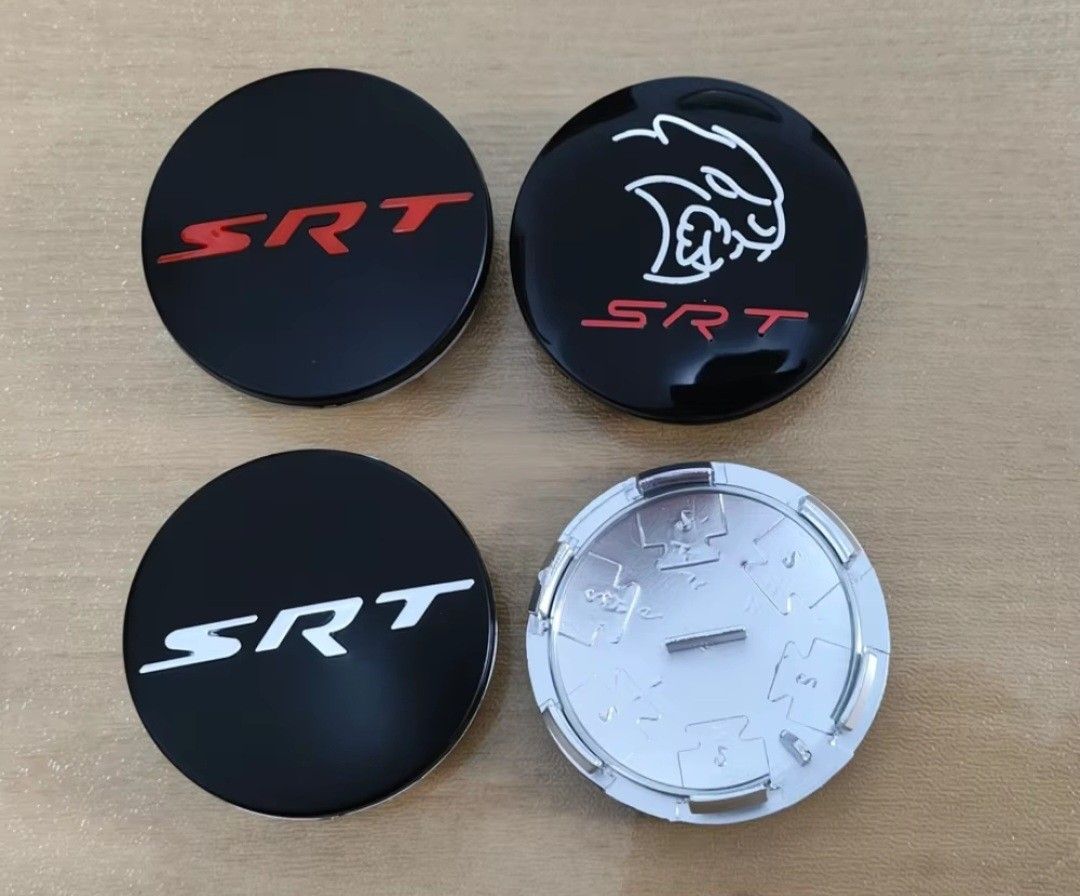 4 New 63mm Hellcat SRT *OR* SRT Rim Center Caps. Door Projector Lights And Emblems Available. SHIPPING AVAILABLE
