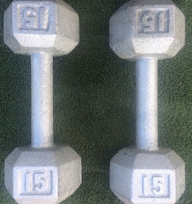 50 pounds Total Dumbell Weight Set 2x10 2x15 ( 2 Pairs) Hexagonal Cardio Gym Weights