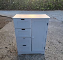 White Wooden Bathroom Storage Cabinet