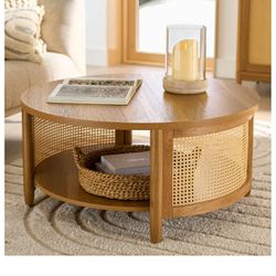 Better Homes & Gardens Springwood Caning Coffee Table, Light Honey Finish