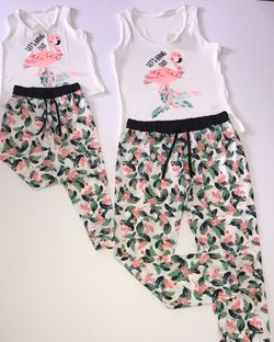 Matching pajamas for mom and daughter.