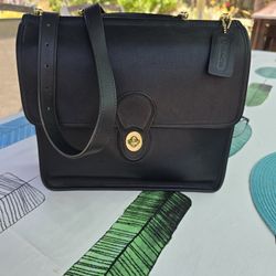 Vintage Coach Black Leather Willis Crossbody/ Satchel Bag 9927 NWT