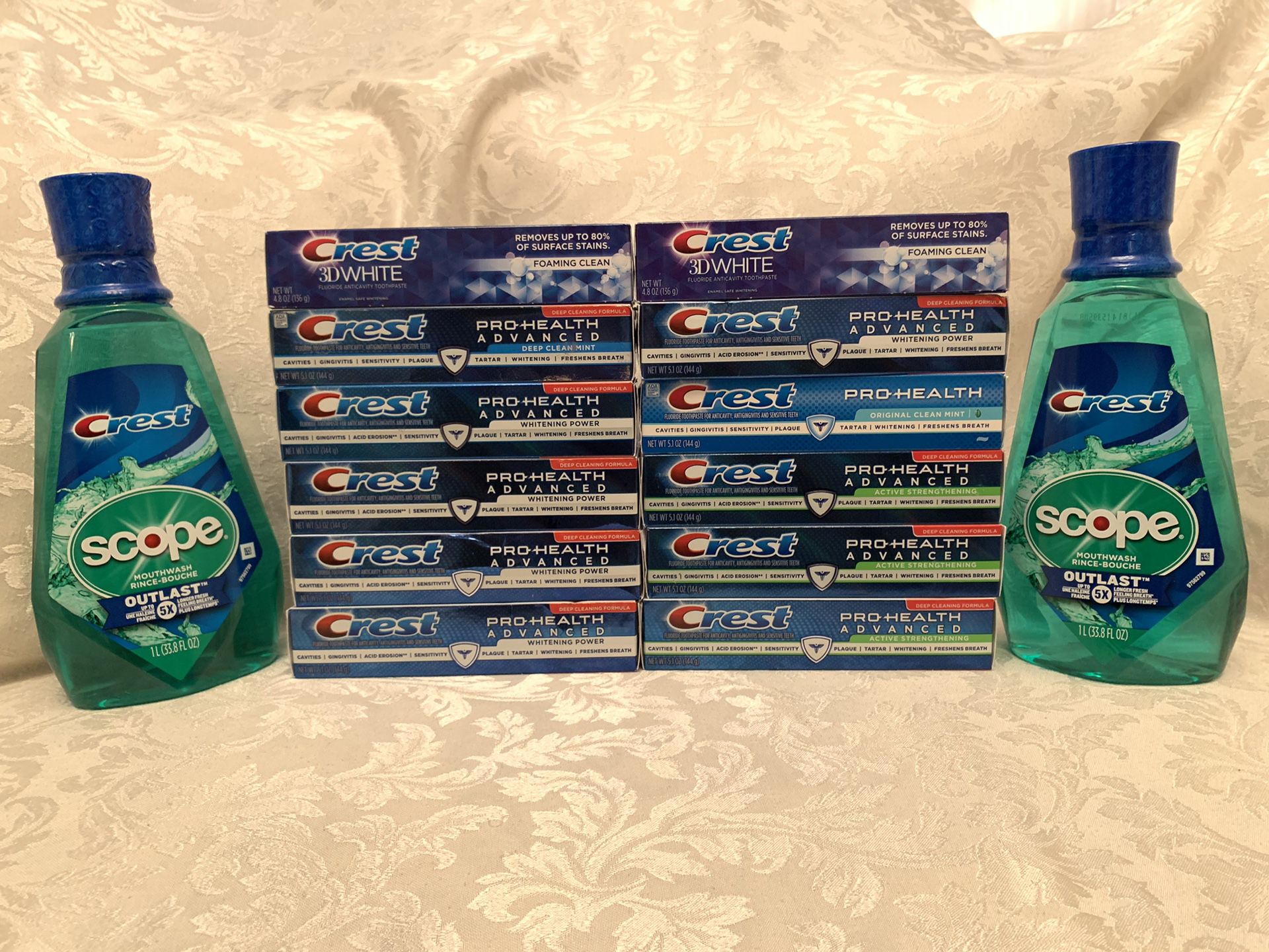 12 Crest Toothpaste and 2 Mouthwash