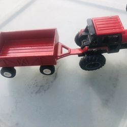 Vintage  Metal   Toy International  Tractor  With Trailer 6 inches  Long