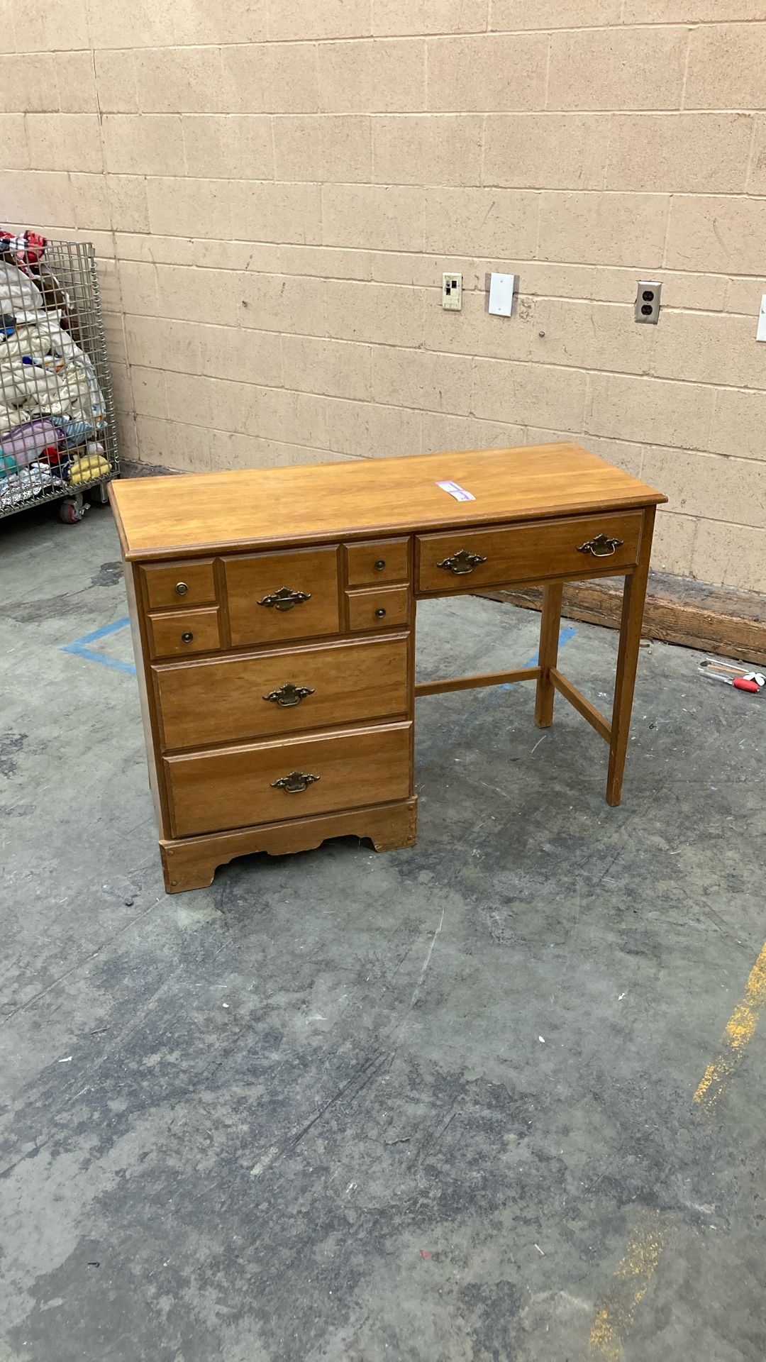 Vintage 4 Drawer Kneehole Student Desk