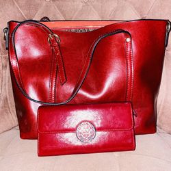 Large Coach Bag With Matching Clutch Wallet 