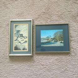 Wall Hangings, lot of 2 like new, 10"h x 12"w and 13"h x 9"w chrome frame