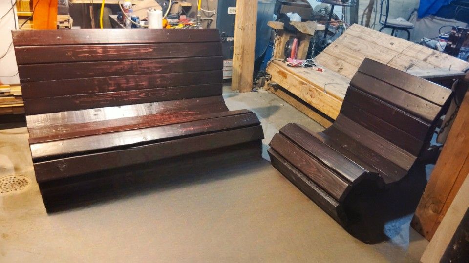 Handmade Outdoor Bench And Chair