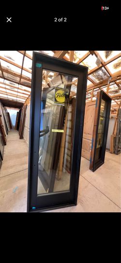 Black single glass door 33”x95”