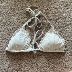Aerie White Floral String Bikini Top Size M
