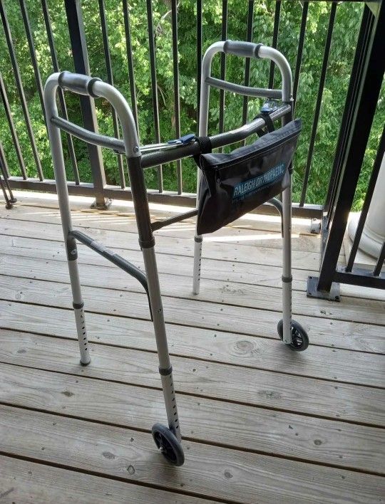 Aluminum Folding Walker With 2 Wheels