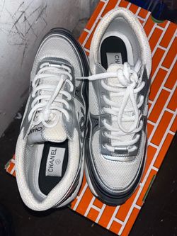 Chanel Low-Top Sneakers White Silver