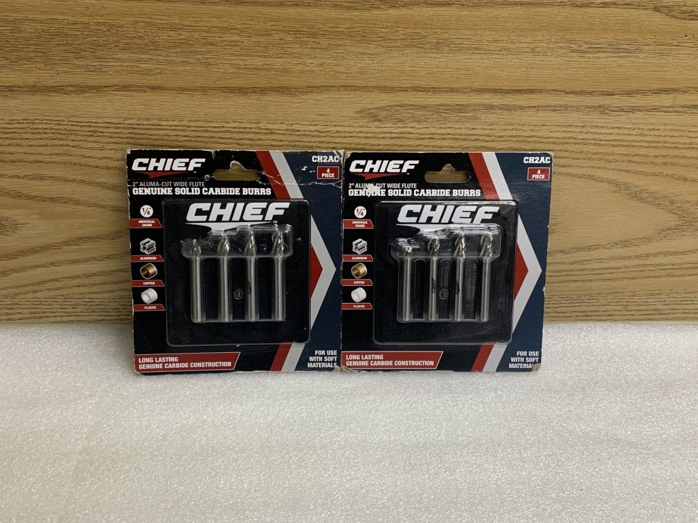 Chief CH2AC 2" ALUMA- CUT Cut Genuine Solid Carbide Burrs 1/4" 4pcs