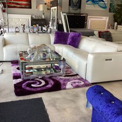 Beautiful Furniture White Sofa Sectional C With 3 Power Recliners On Sale Now For $3000 Floor Model Price 