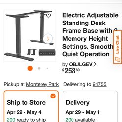 Electric adjustable standing desk frame base