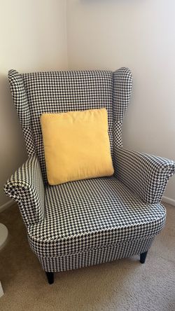 Wing chair, Vibberbo black/beige STRANDMON
