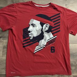 Nike T-shirt Team USA Basketball 2008 Olympics Dri-Fit Logo Tee XL LeBron James