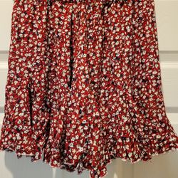 Shein Small Red Floral Skirt