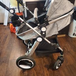 baby stroller babyjoy color gray and black 