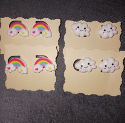 Kawaii Rainbow and Cloud Earrings 
