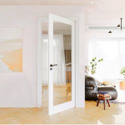 32"x80" CARB P2 Solid Core & Pre-Finished Thick SGCC Clear Glass Doors door slap