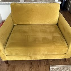 Modern mustard Velvet Armchair – Like New ( Needs To Be Gone )