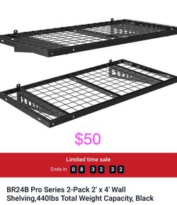2-Pack 2' x 4' Wall Shelving Metal Garage Space