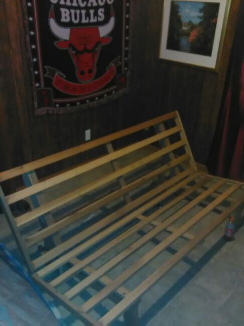 Wood frame futon.