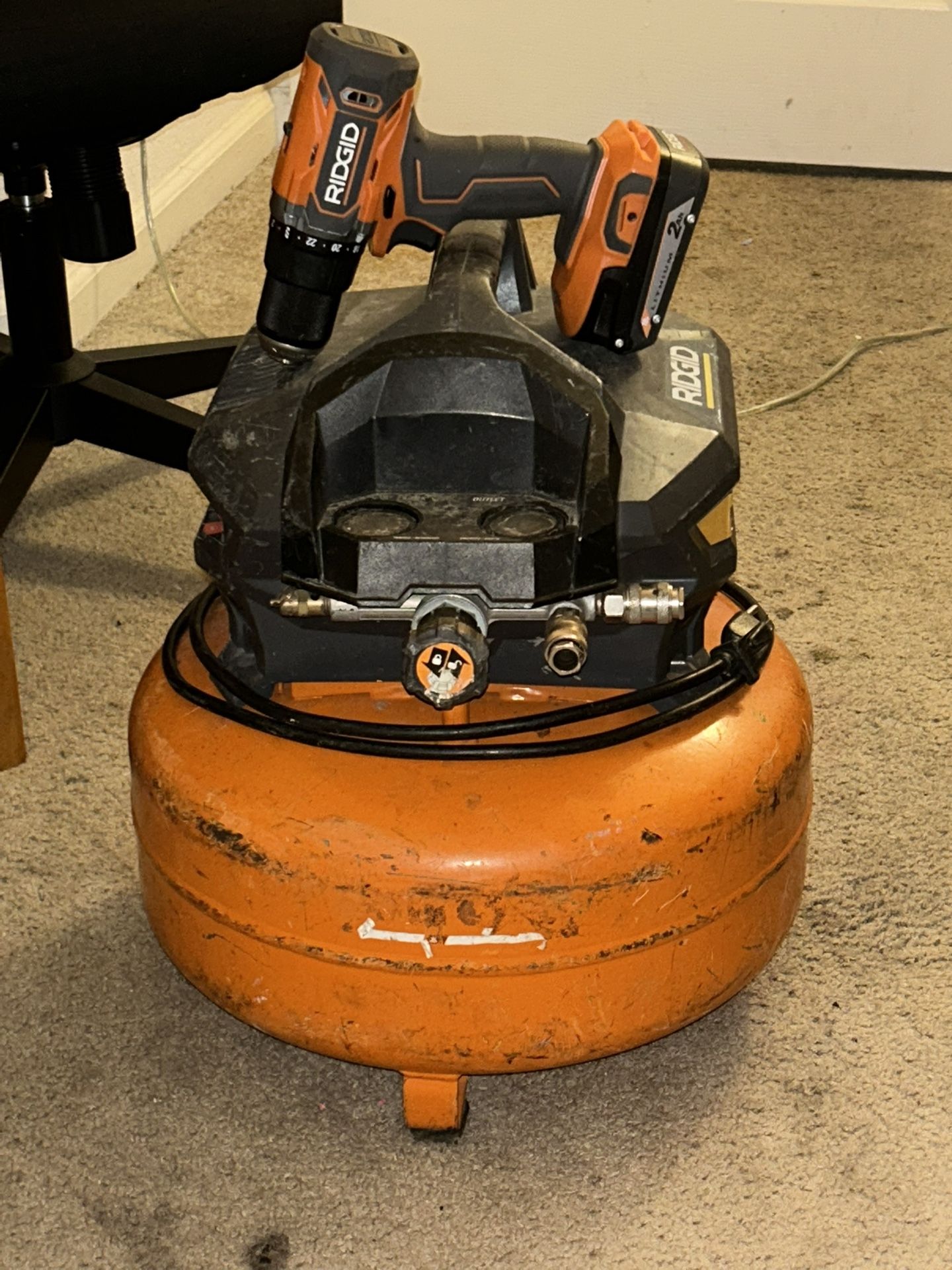 Rigid Air compressor/18v Drill