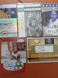 5 Card Lot Brian Cook Sasha Vujacic Kareem Rush Devean George Basketball Jersey Autograph Cards