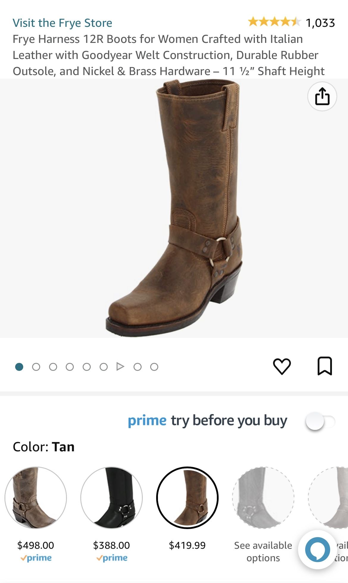 Visit the Frye Store  1,033 Frye Harness 12R Boots for Women Crafted with Italian Leather with Goodyear Welt Construction, Durable Rubber Outsole, and