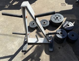 CAP Weight Tree Rack + Standard 1" Vinyl Weight Plates & Dumbbell Handles