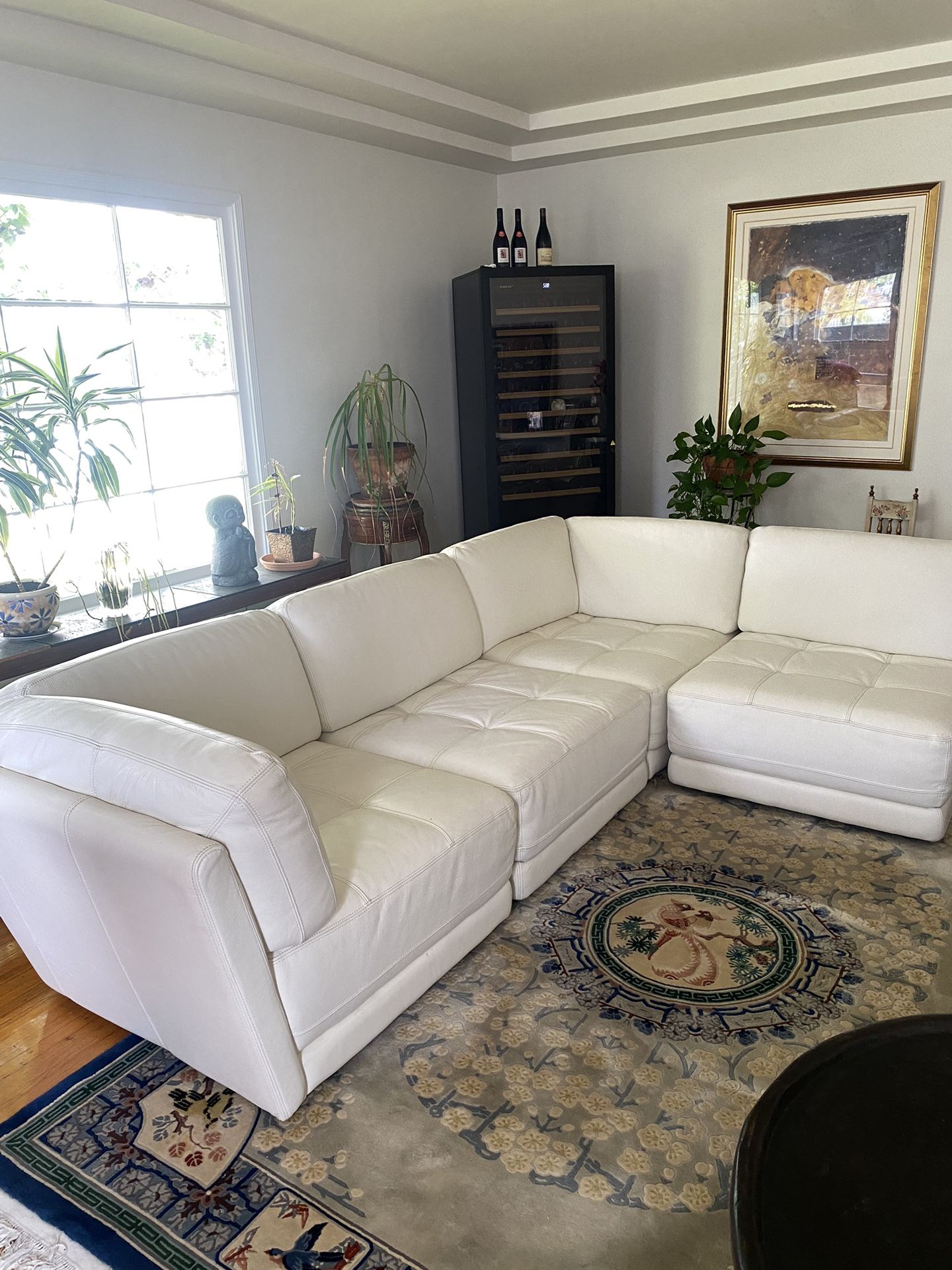 White Genuine Leather Modular Couch