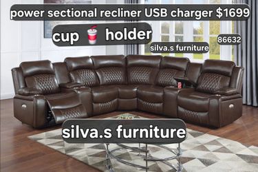 Sectional Recliner electrico usb charger cup 🥤 holder
