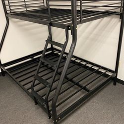 Twin Bed, Full Bed, Twin Full Bunkbed, Twin Full Bunk Bed, Black