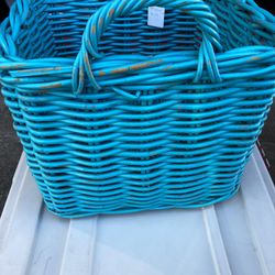 $15- Aqua Rattan Basket 