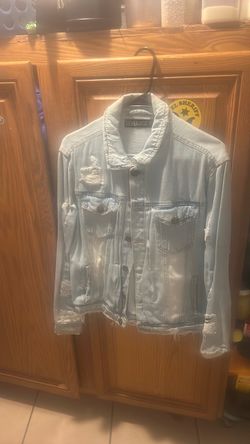 Leverage Distressed Light Wash Denim Jacket