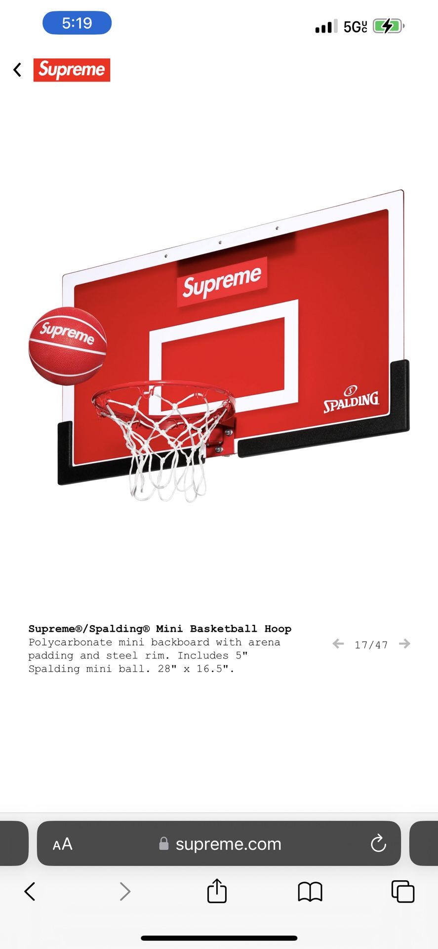 🎅🏼🎅🏼😂Supreme Spalding Basketball Hoop🎅🏼🎅🏼🎅🏼