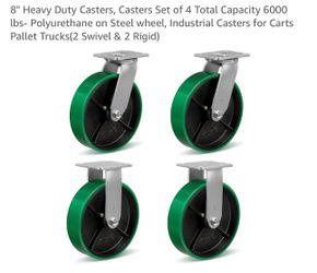 8" Heavy Duty Casters Wheels, Casters Set of 4