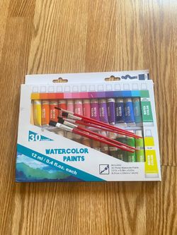 30-Count Watercolor Paint Set with Brushes - Multicolor