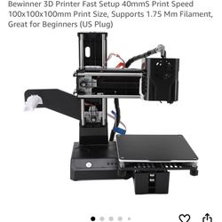 Bewinner 3D Printer Fast Setup 40mmS Print Speed ​​100x100x100mm Print Size, Supports 1.75 Mm Filament, Great for Beginners (US Plug)