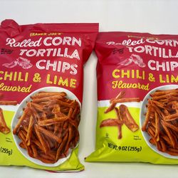 Trader Joe’s Rolled Corn Tortilla Chips Chili & Lime Flavored (2 bags)