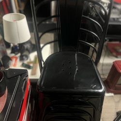 Flash Furniture Blake Commercial Grade 6 Pack Distressed Black Metal Indoor-Outdoor Stackable Chair - Worth $90 a chair