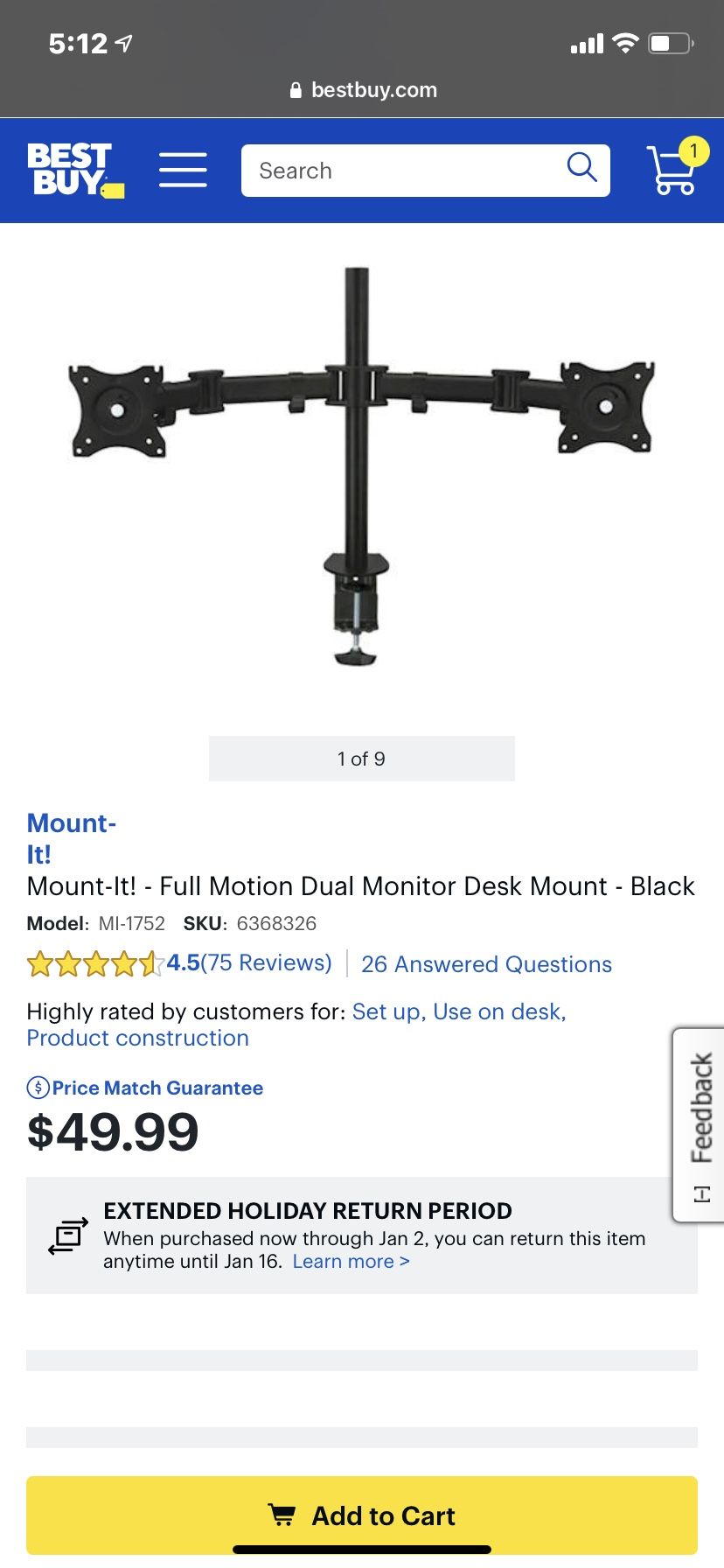 Dual Monitor Desk Mount