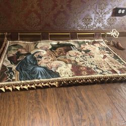 NEW Handmade Religious Holiday Tapestry (36”x28”)with Rod and Tassels 